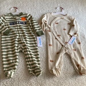 Carter's Green and Cream Bodysuits Soft Cotton Comfort